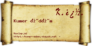 Kumer Ádám névjegykártya